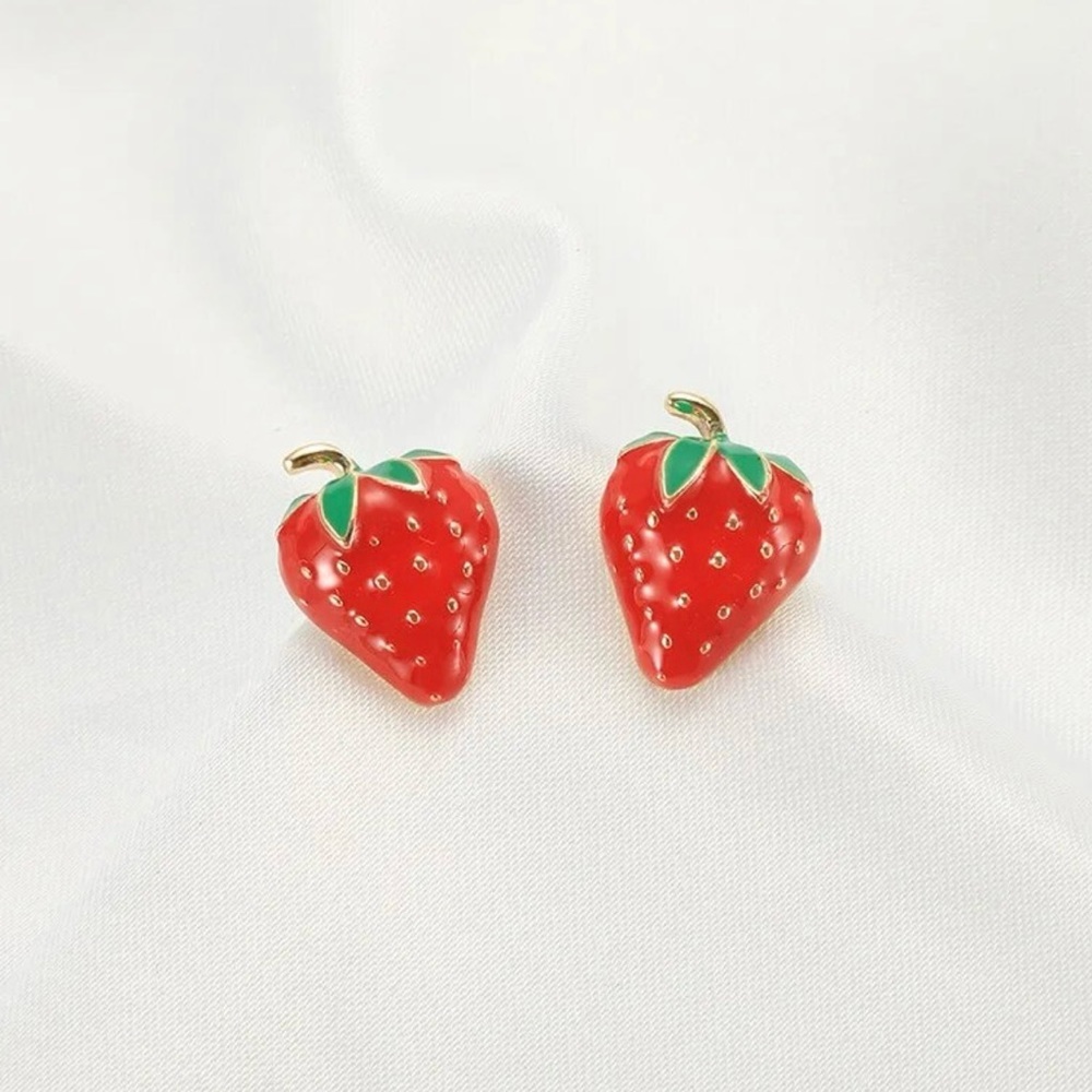 Cute Red Strawberry Stud Earrings
